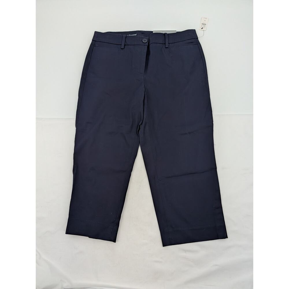 NWT Talbots 4P Perfect Skimmer Slim Leg Pedal Pusher Length Capri Casual Navy